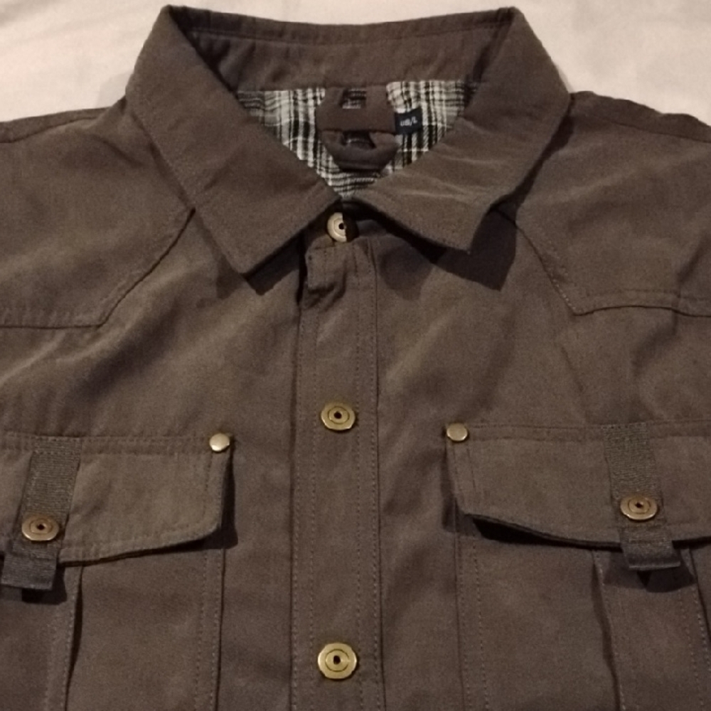 Men's Brownish Green Shirt Jacket - Picture 2 of 9